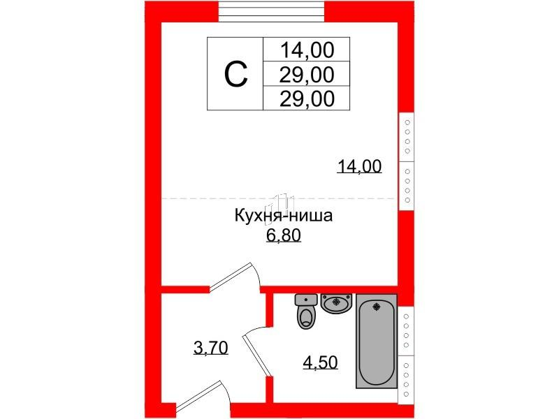 Студия 29 м2 в ЖК Теодор Кроне корпус null этаж 1