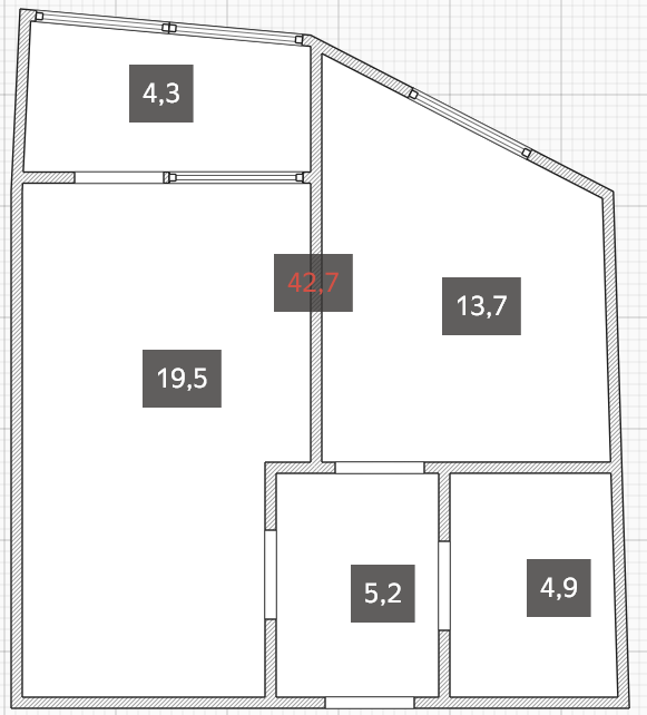1-комнатная 42.7 м2 в ЖК undefined корпус null этаж 3