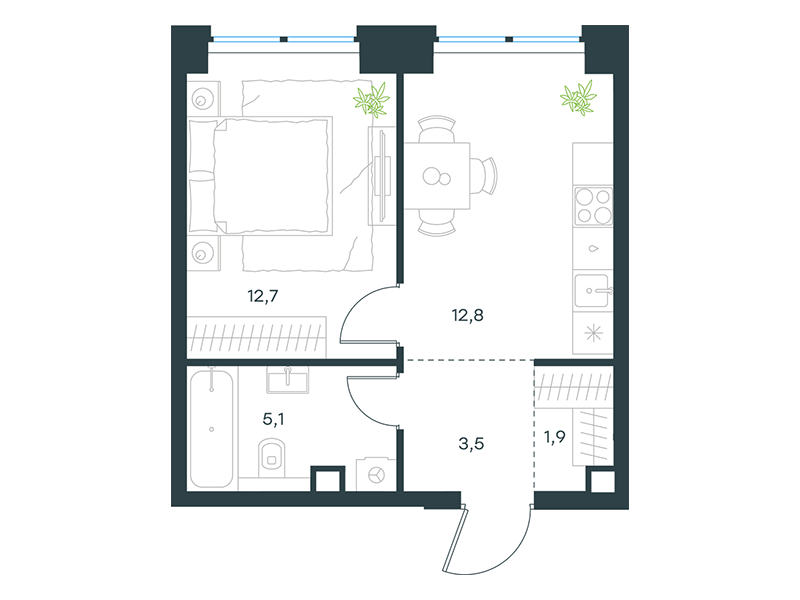 1-комнатная 36 м2 в ЖК Level Звенигородская корпус null этаж 11