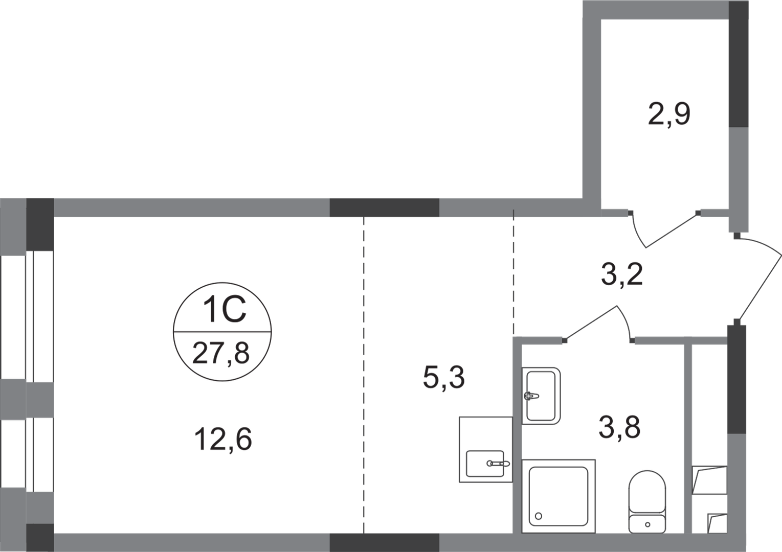 Студия 27 м2 в ЖК Первый Московский корпус null этаж 2