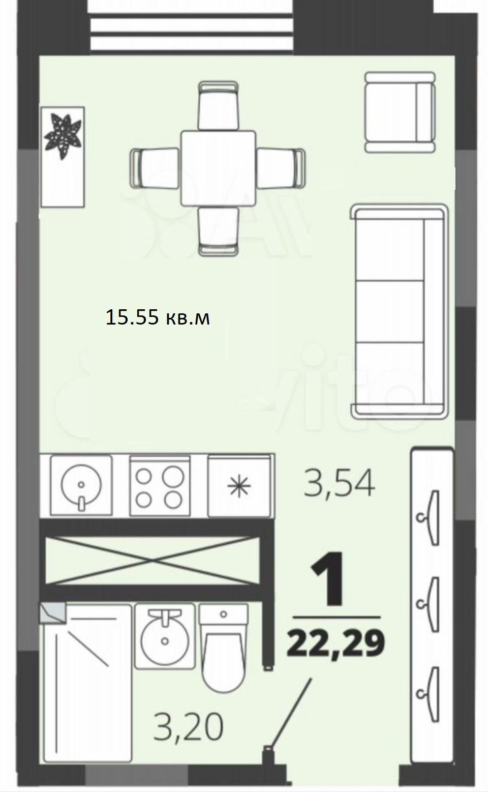 Студия 22 м2 в ЖК undefined корпус null этаж 16