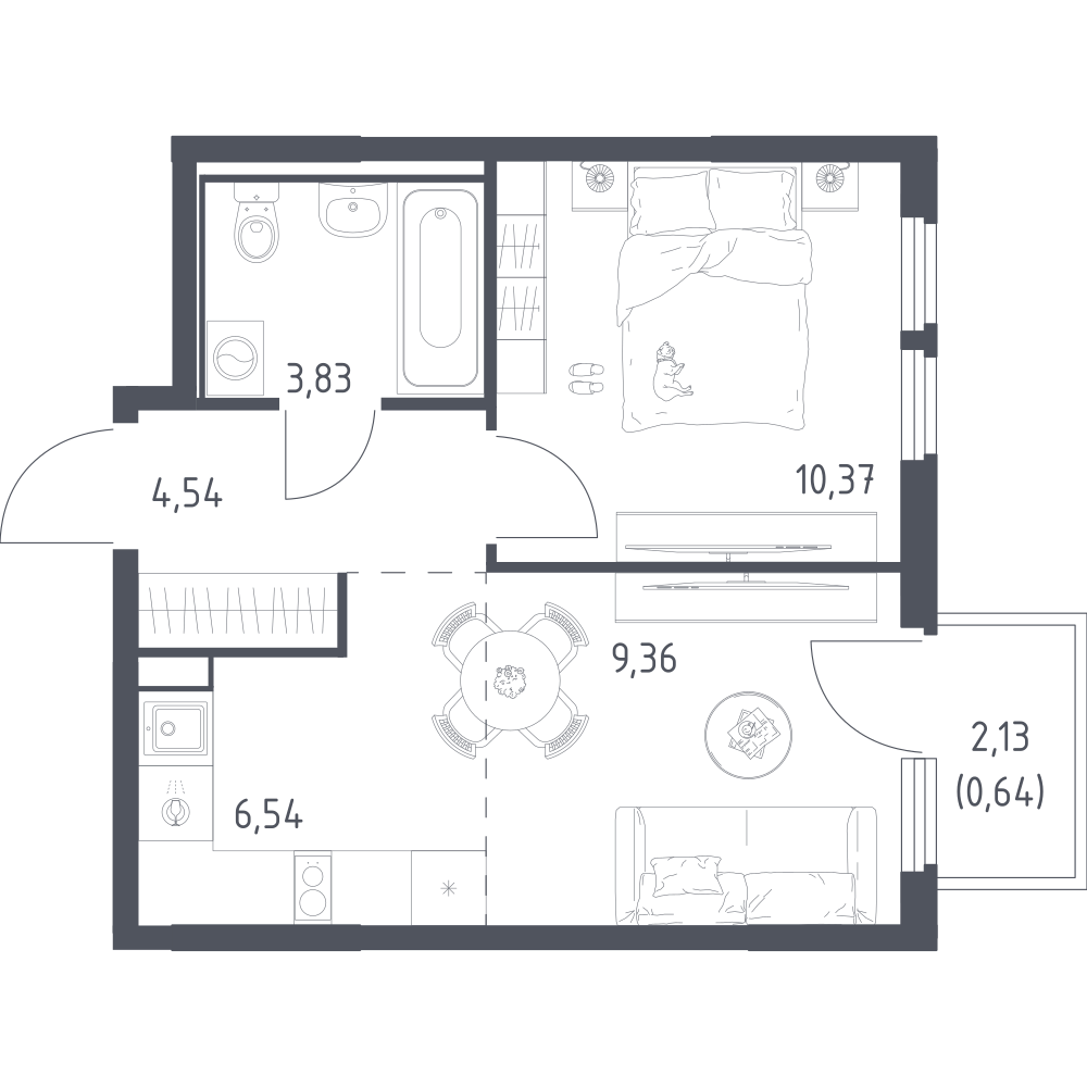 Студия 35 м2 в ЖК Остафьево корпус null этаж 5