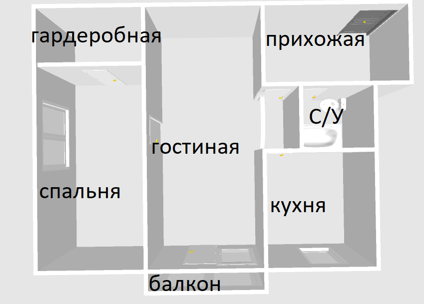 2-комнатная 43.9 м2 в ЖК undefined корпус null этаж 3