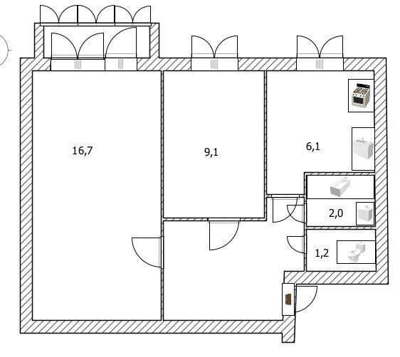 2-комнатная 41.3 м2 в ЖК undefined корпус null этаж 4