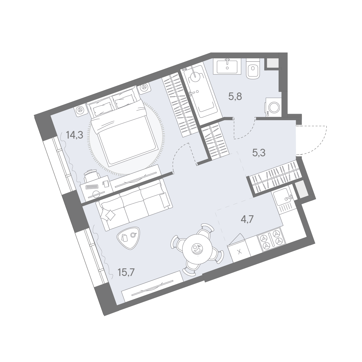 2-комнатная 45 м2 в ЖК Родина Переделкино корпус null этаж 9