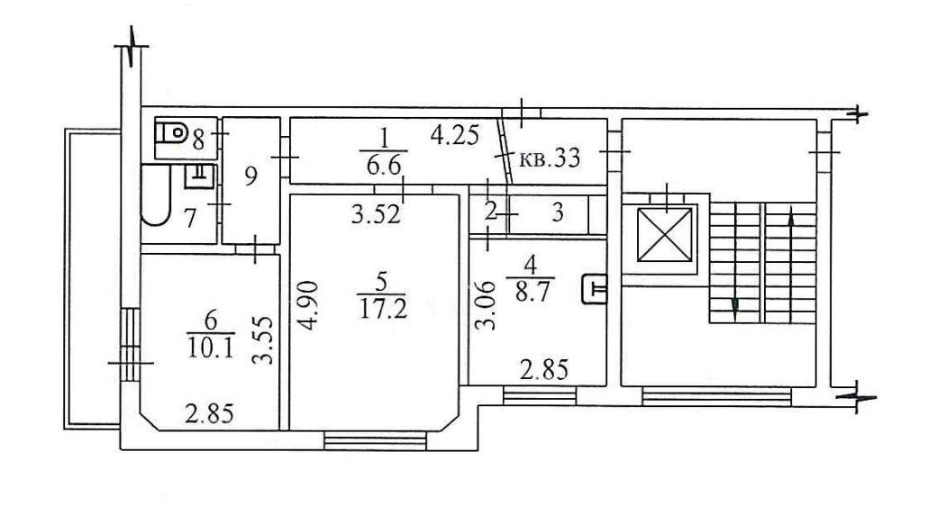 2-комнатная 55.4 м2 в ЖК undefined корпус null этаж 9