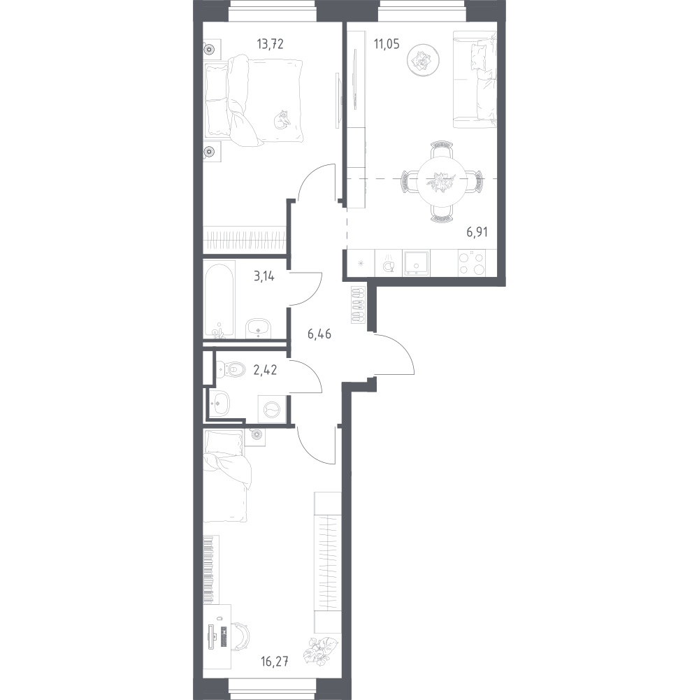 Студия 59 м2 в ЖК Живи! В Рыбацком корпус null этаж 3