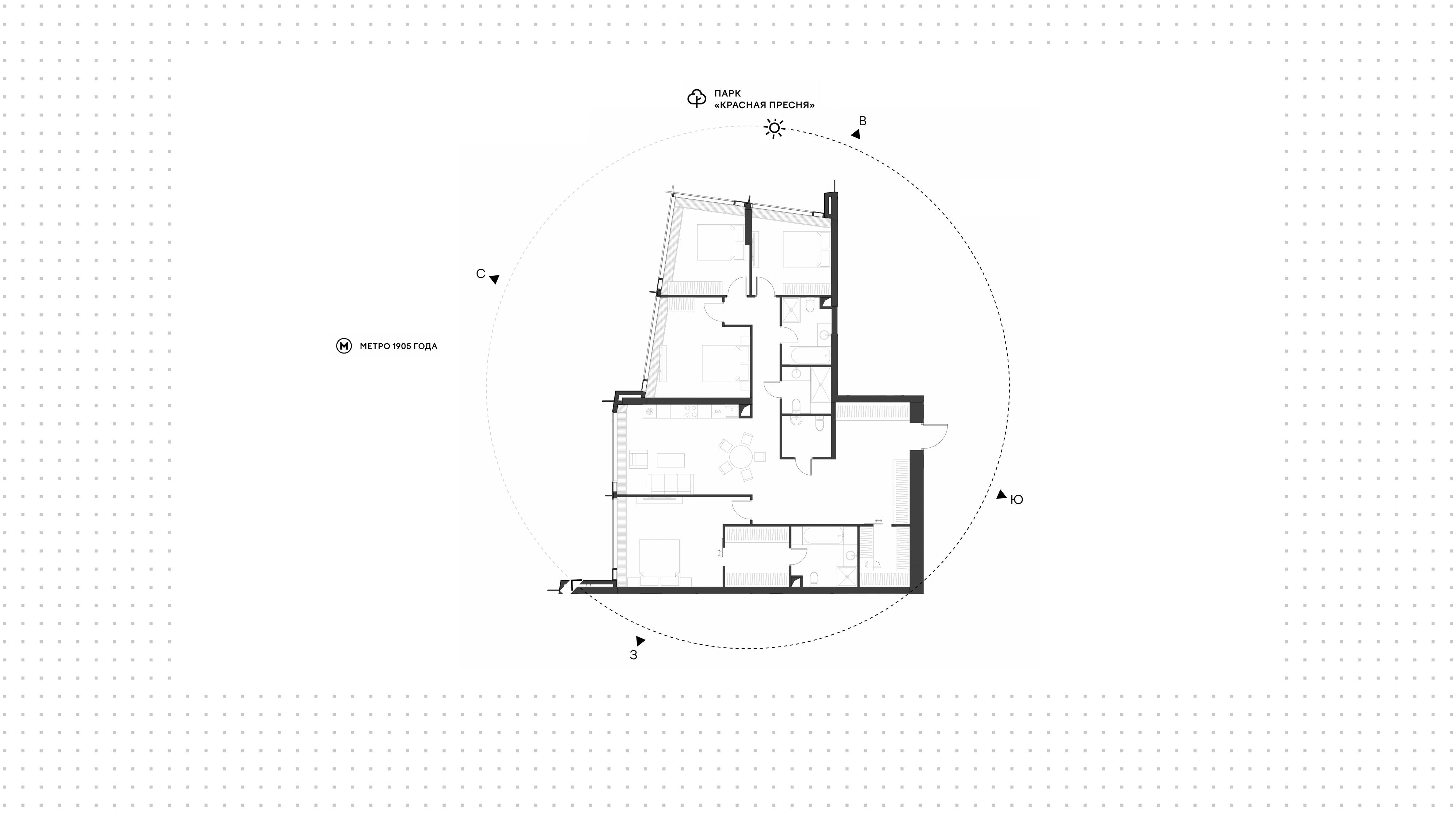 4-комнатная 153 м2 в ЖК Дом Дау корпус null этаж 63
