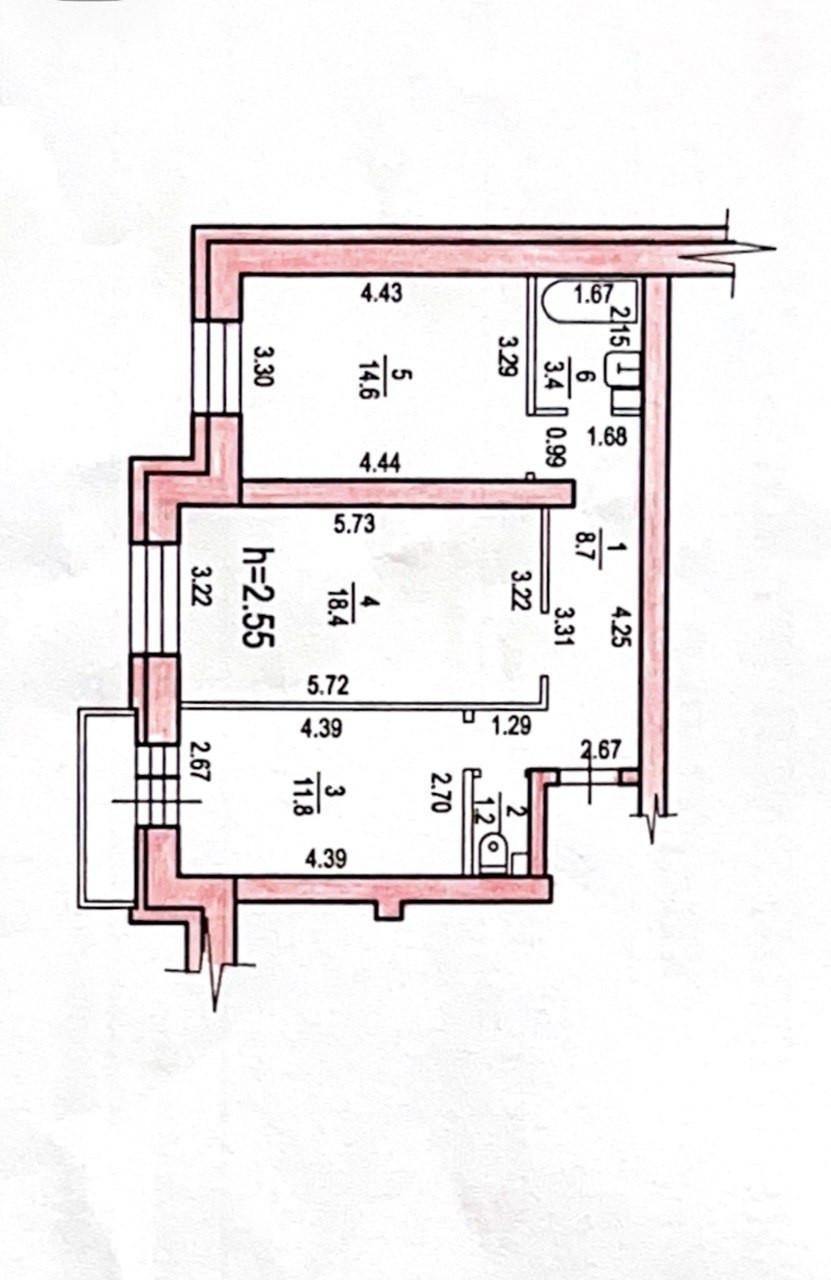 2-комнатная 58.1 м2 в ЖК undefined корпус null этаж 8