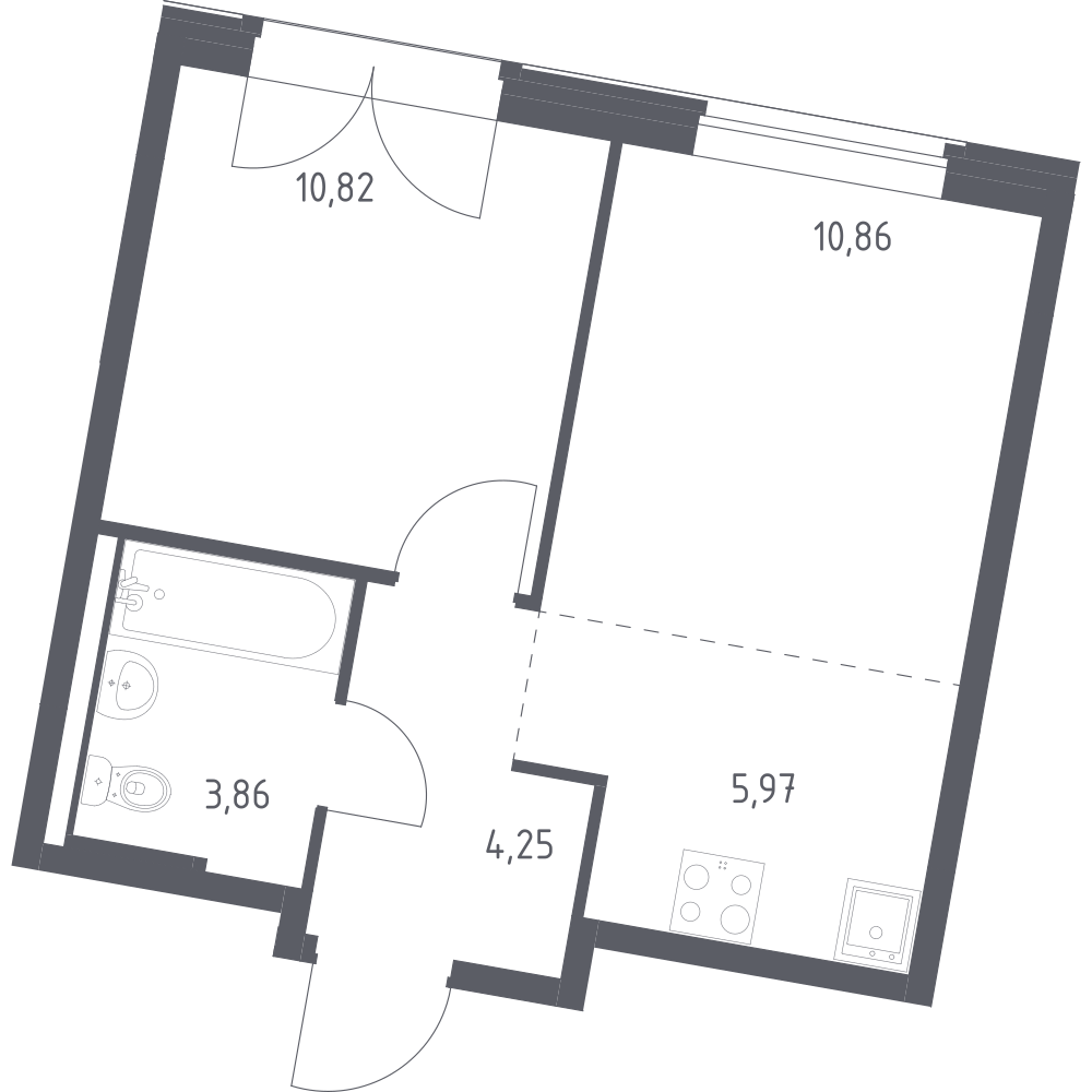 Студия 35 м2 в ЖК Квартал Западный корпус null этаж 3
