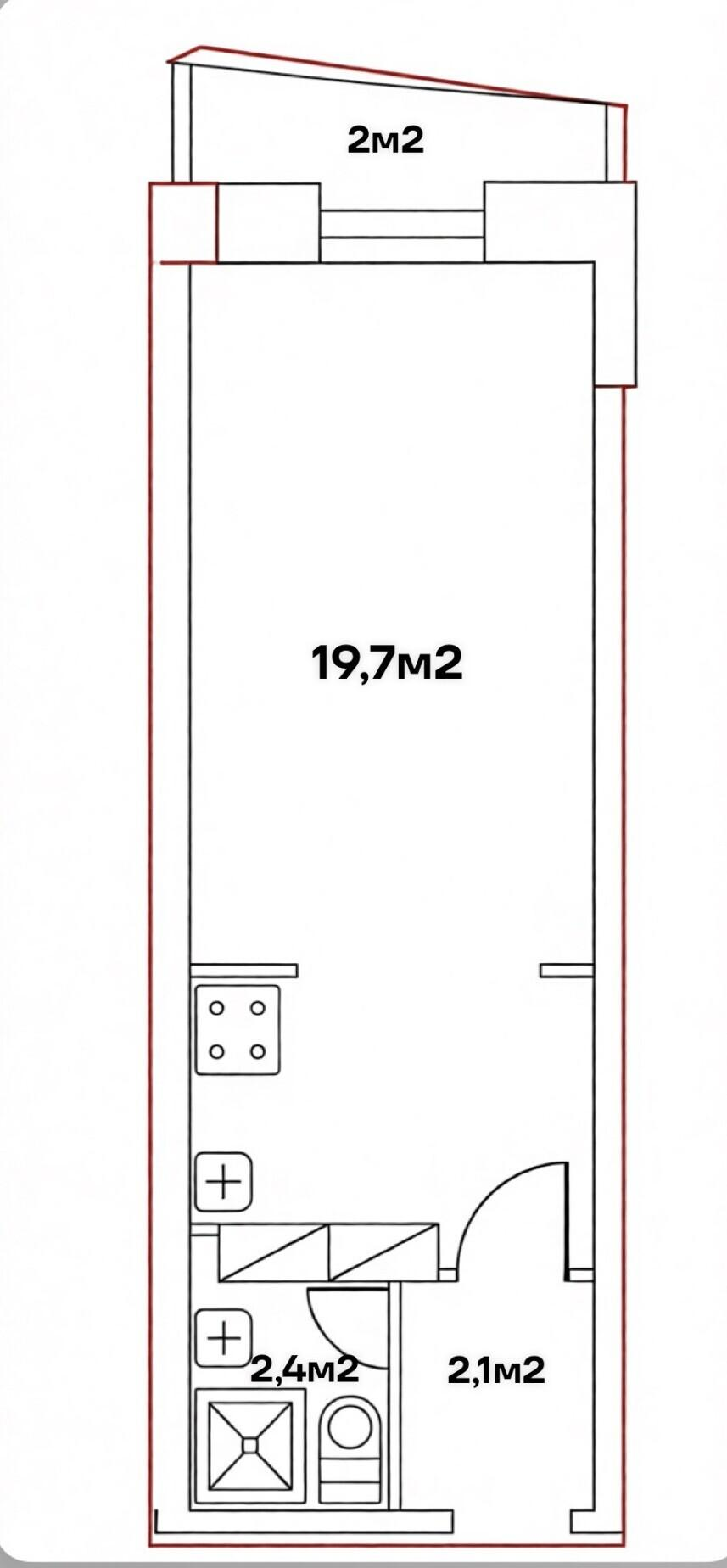 Студия 24.2 м2 в ЖК undefined корпус null этаж 2