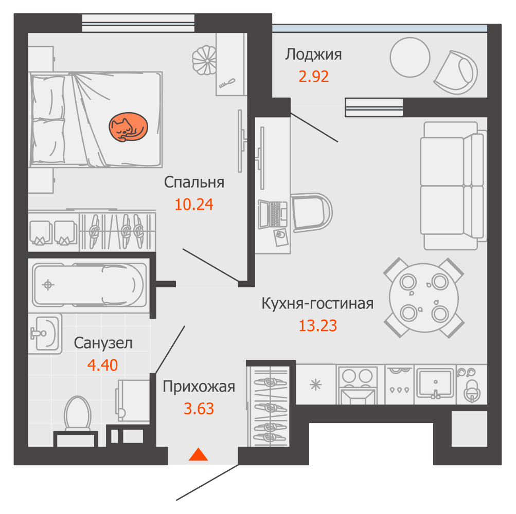 2-комнатная 33 м2 в ЖК Светлые кварталы корпус null этаж 8