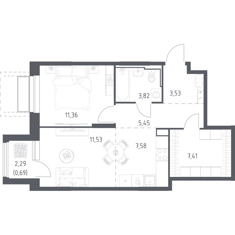 Студия 51 м2 в ЖК Долина Яузы корпус null этаж 3