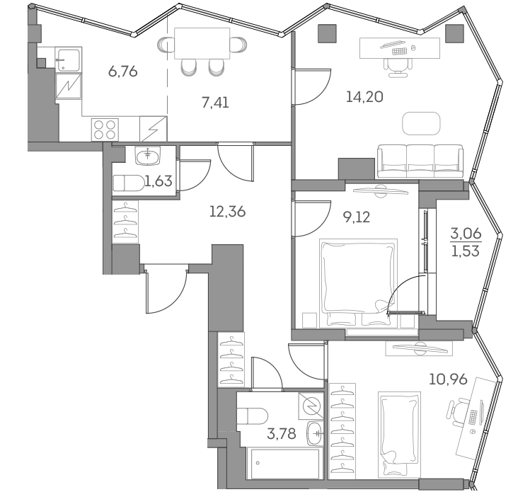 Студия 67 м2 в ЖК Аквилон Бисайд 2.0 корпус null этаж 27