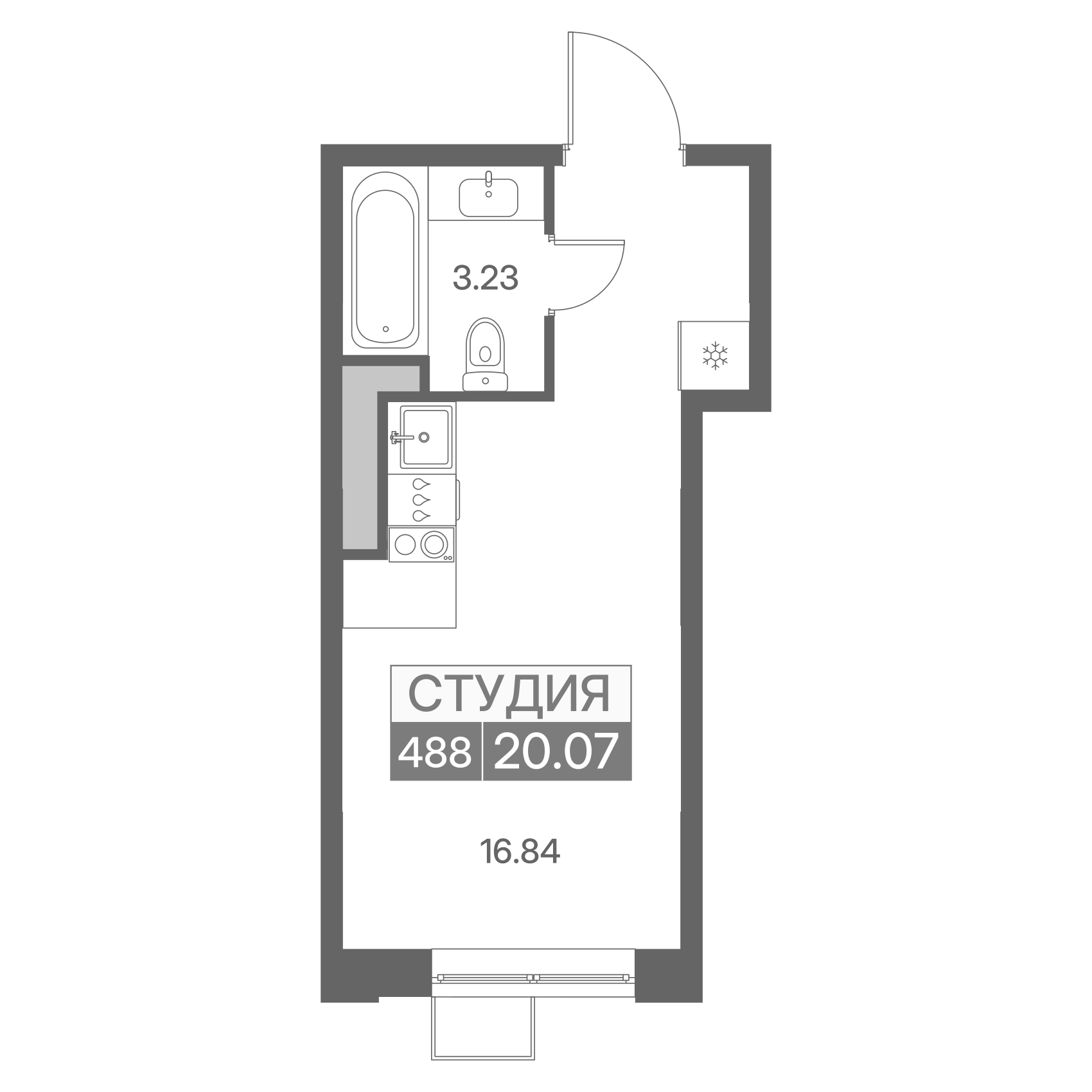Студия 20 м2 в ЖК Новая Жизнь - Львовская корпус null этаж 2