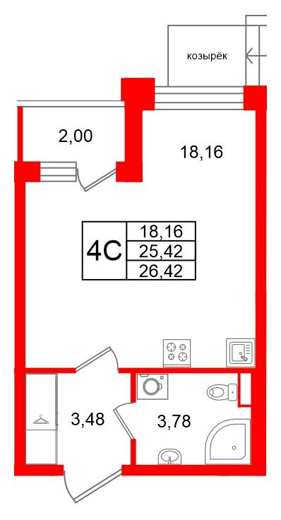 Студия 25 м2 в ЖК Univer City корпус null этаж 1