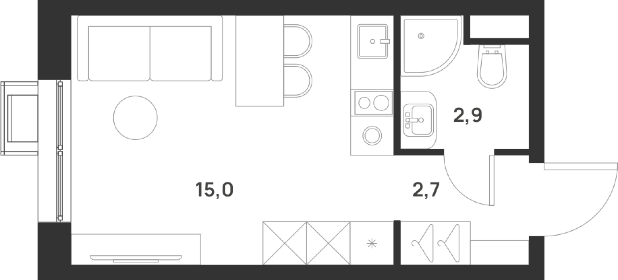 Студия 20 м2 в ЖК Foreville корпус null этаж 5
