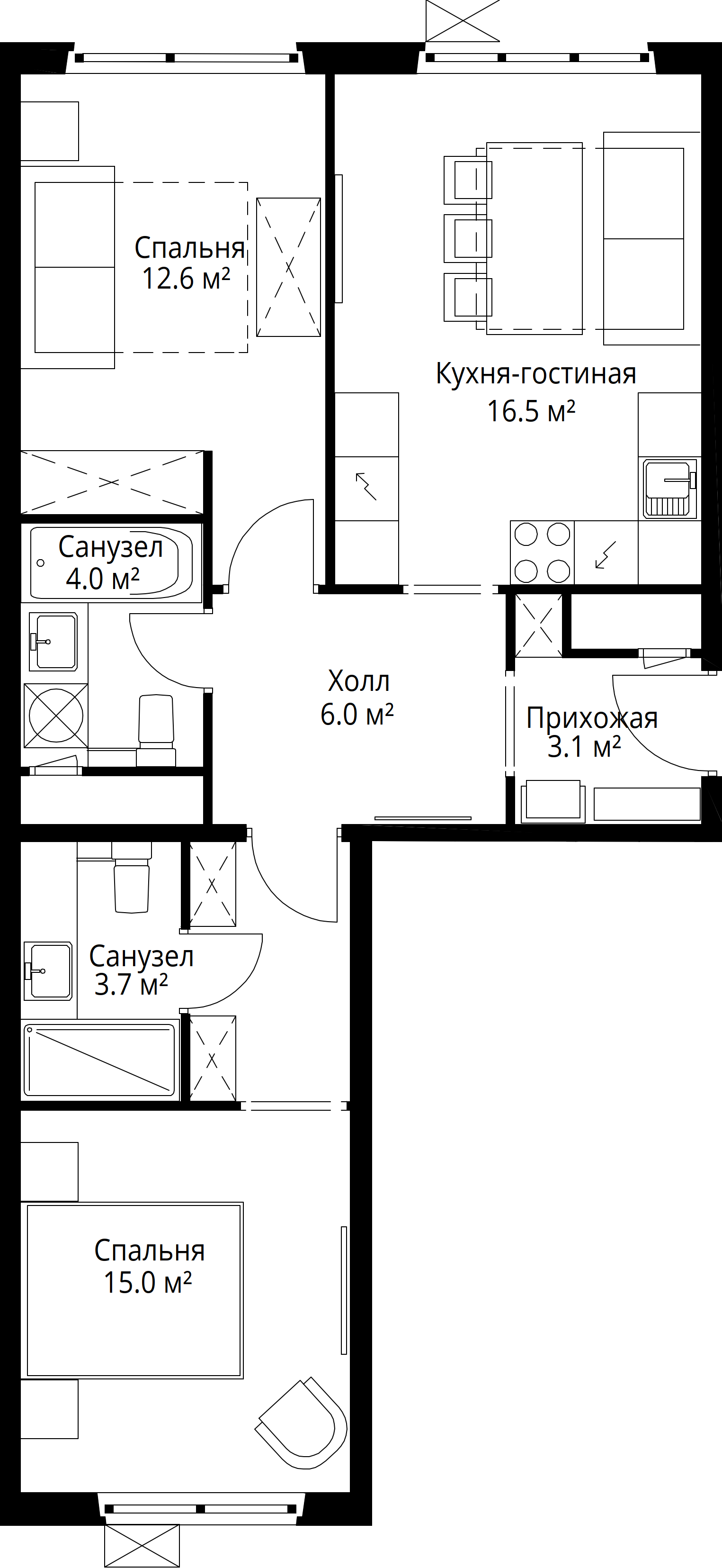 2-комнатная 60 м2 в ЖК Эко Видное 2.0 корпус null этаж 14