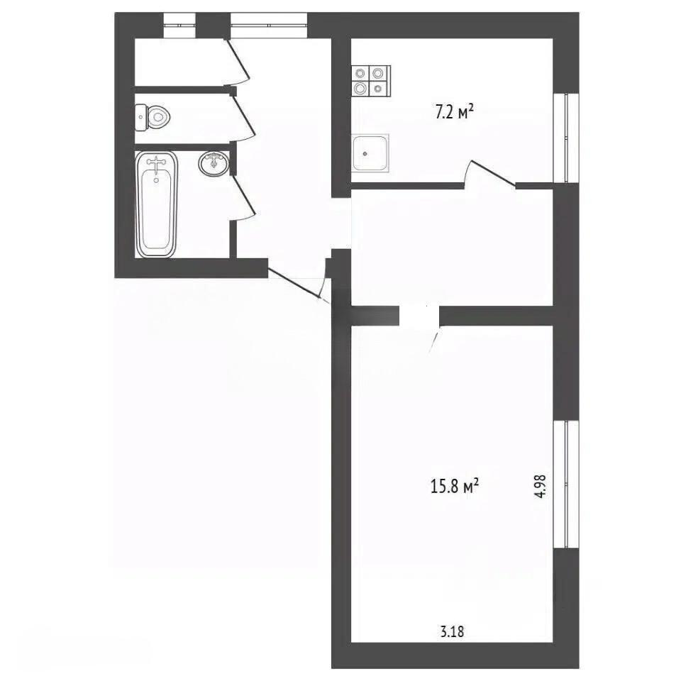 2-комнатная 41.6 м2 в ЖК undefined корпус null этаж 1
