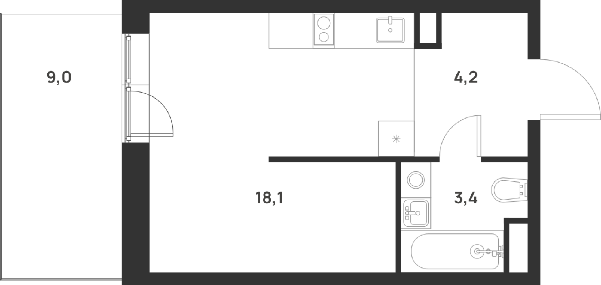 Студия 28 м2 в ЖК Foreville корпус null этаж 1