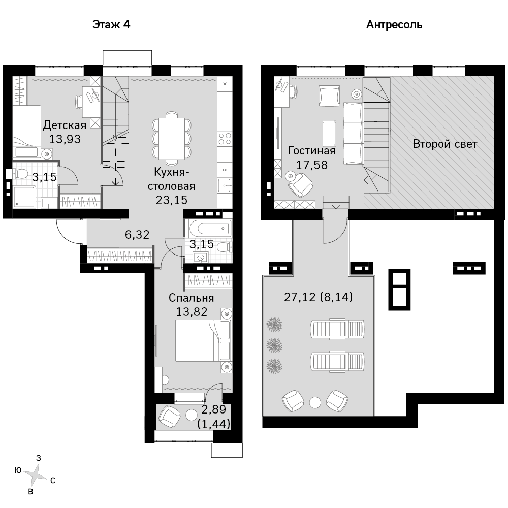 2-комнатная 90 м2 в ЖК Жаворонки Клаб корпус null этаж 4