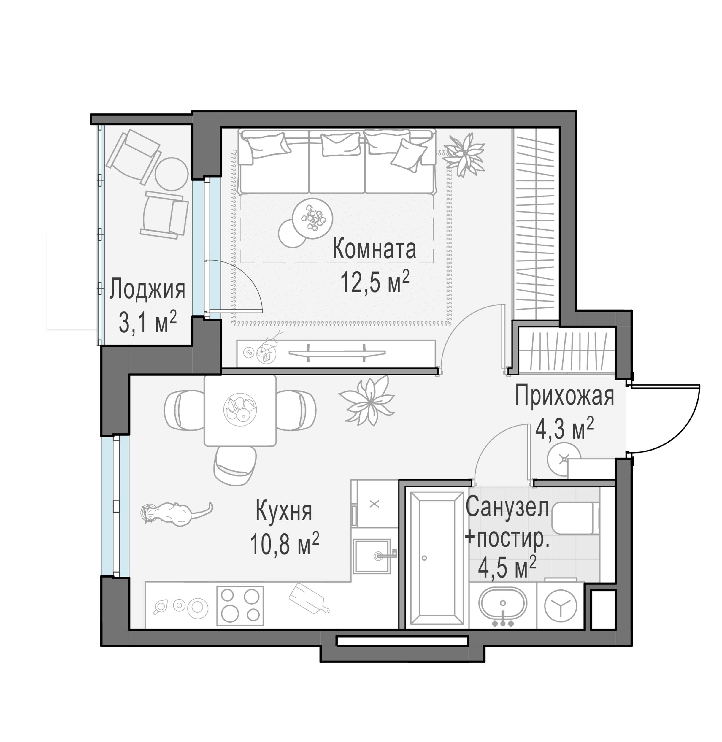 1-комнатная 32 м2 в ЖК Жилые кварталы «Новое Пушкино» корпус null этаж 15