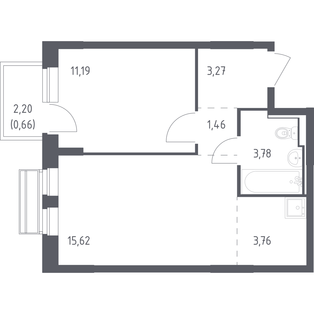 Студия 39 м2 в ЖК Рублёвский Квартал корпус null этаж 3