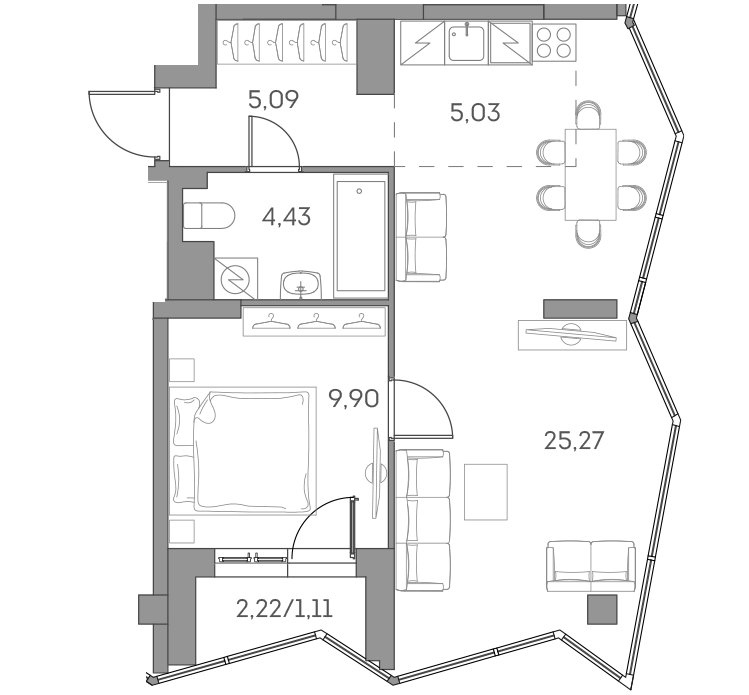 Студия 50 м2 в ЖК Аквилон Бисайд 2.0 корпус null этаж 27