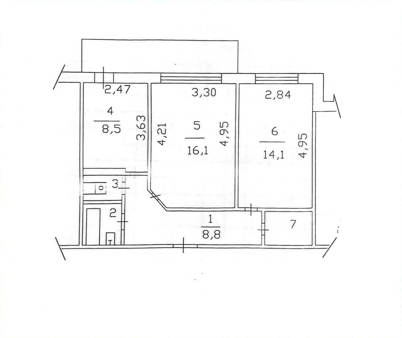 2-комнатная 57 м2 в ЖК undefined корпус null этаж 2