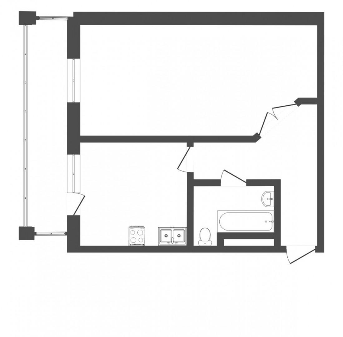 1-комнатная 43.9 м2 в ЖК undefined корпус null этаж 7