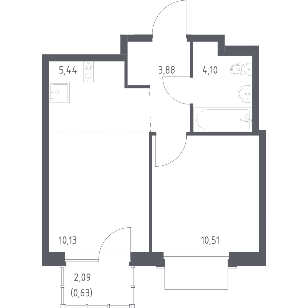 Студия 34 м2 в ЖК Новое Внуково корпус null этаж 3