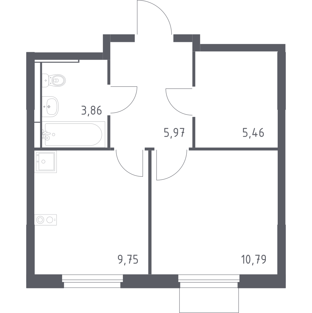 1-комнатная 35 м2 в ЖК Мытищи Парк корпус null этаж 6