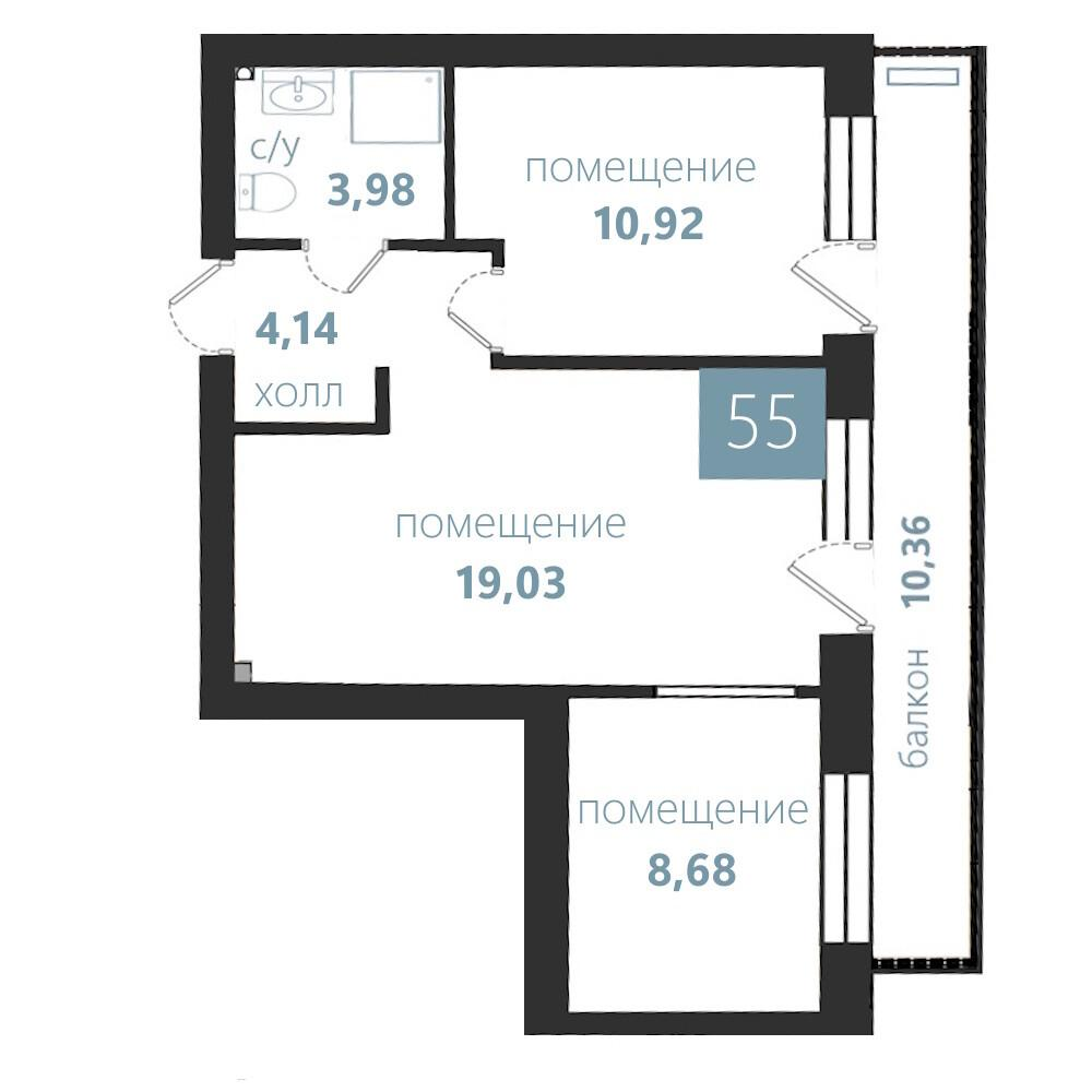 3-комнатная 57 м2 в ЖК Апарт-комплекс «Престиж парк» корпус null этаж 4