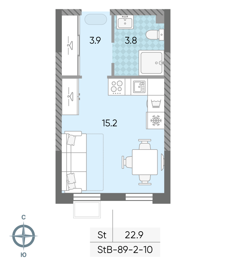 Студия 22 м2 в ЖК ЛУЧИ корпус null этаж 5