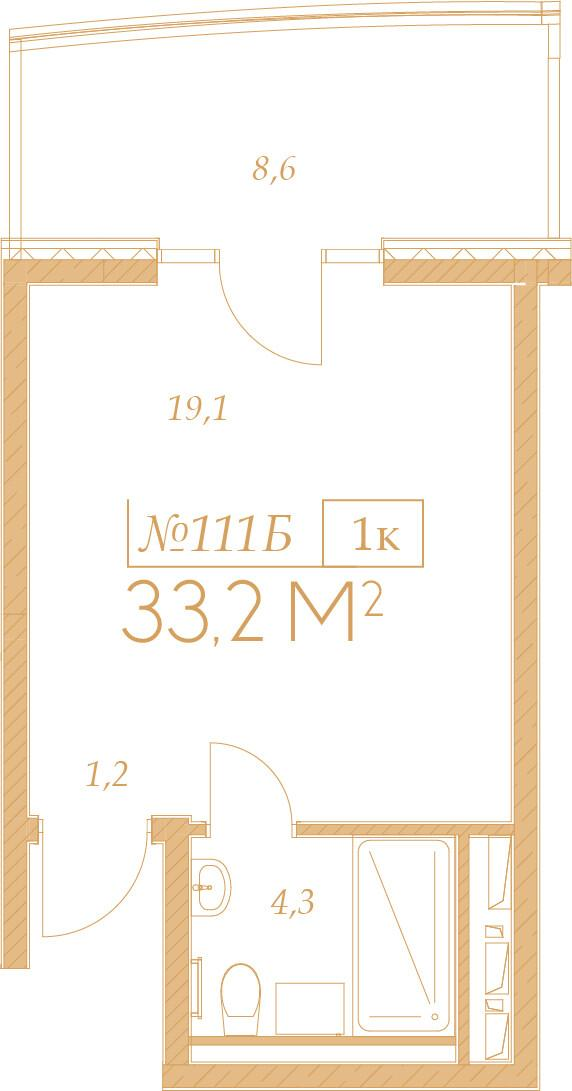 1-комнатная 33 м2 в ЖК Морелло корпус null этаж 9