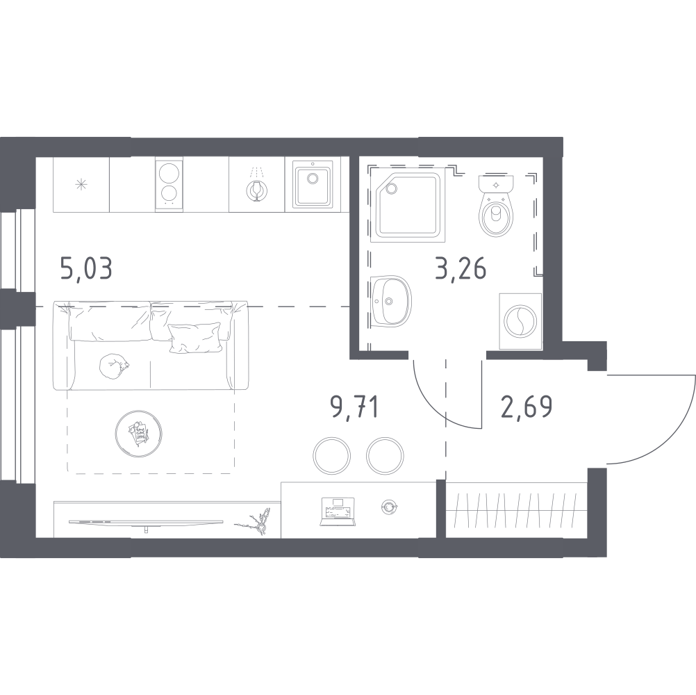 Студия 20 м2 в ЖК Урбан Мартен корпус null этаж 4