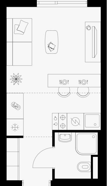 1-комнатная 25 м2 в ЖК undefined корпус null этаж 2