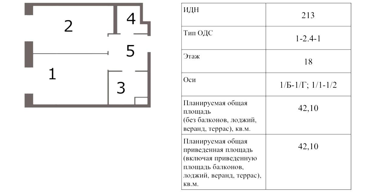 2-комнатная 43 м2 в ЖК undefined корпус null этаж 18