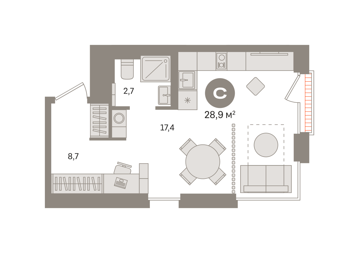 Студия 28 м2 в ЖК Квартал Герцена корпус null этаж 11