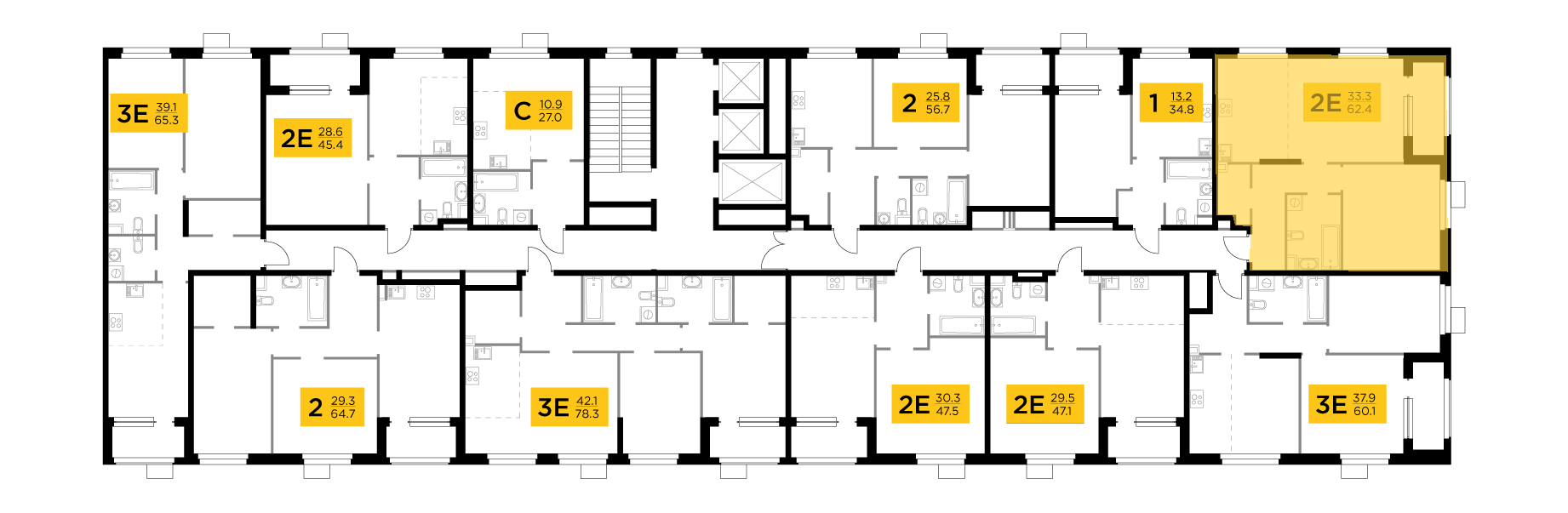 2-комнатная 62 м2 в ЖК Новое Медведково корпус null этаж 17