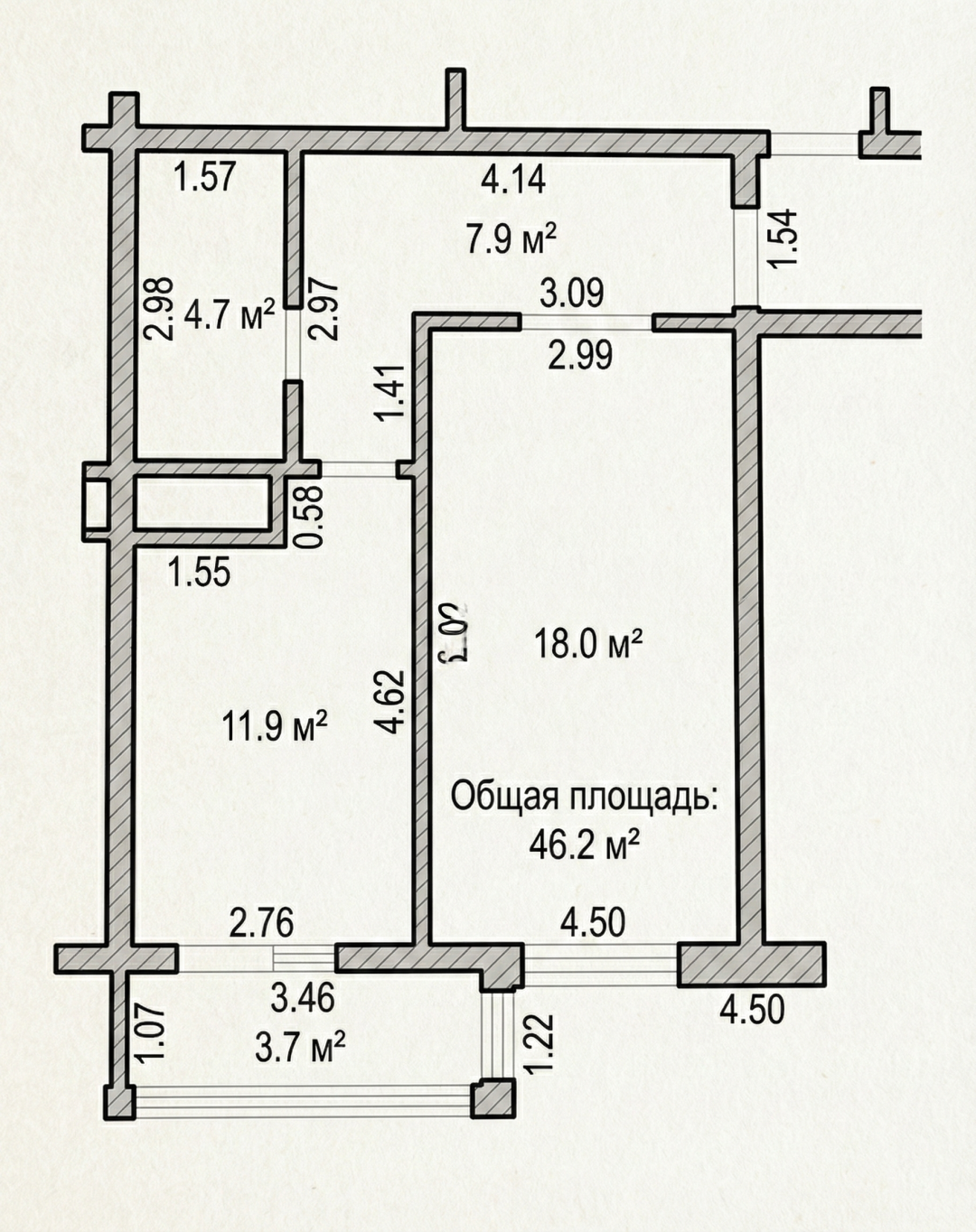 1-комнатная 46.2 м2 в ЖК undefined корпус null этаж 9