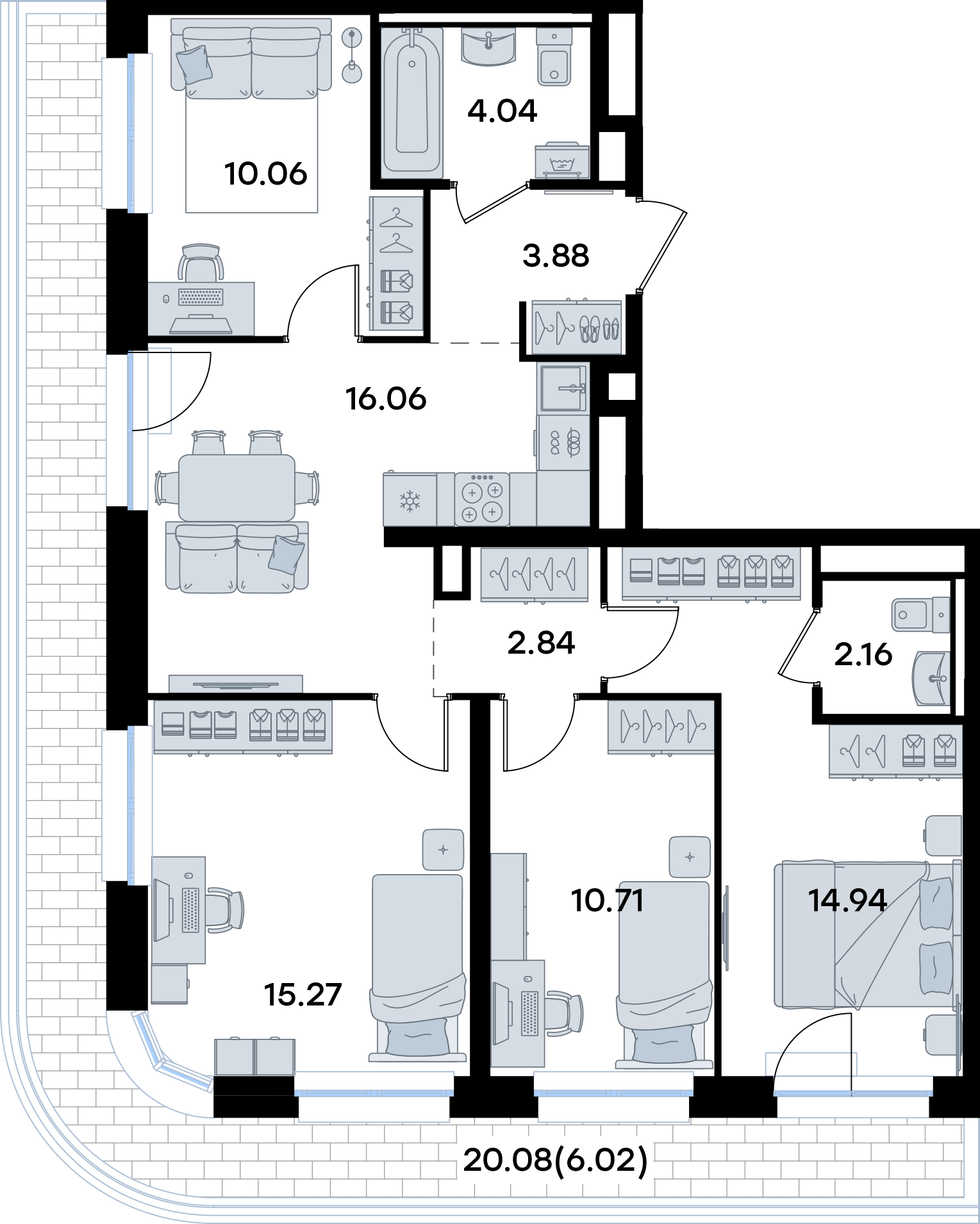 4-комнатная 85 м2 в ЖК Экосити корпус null этаж 7