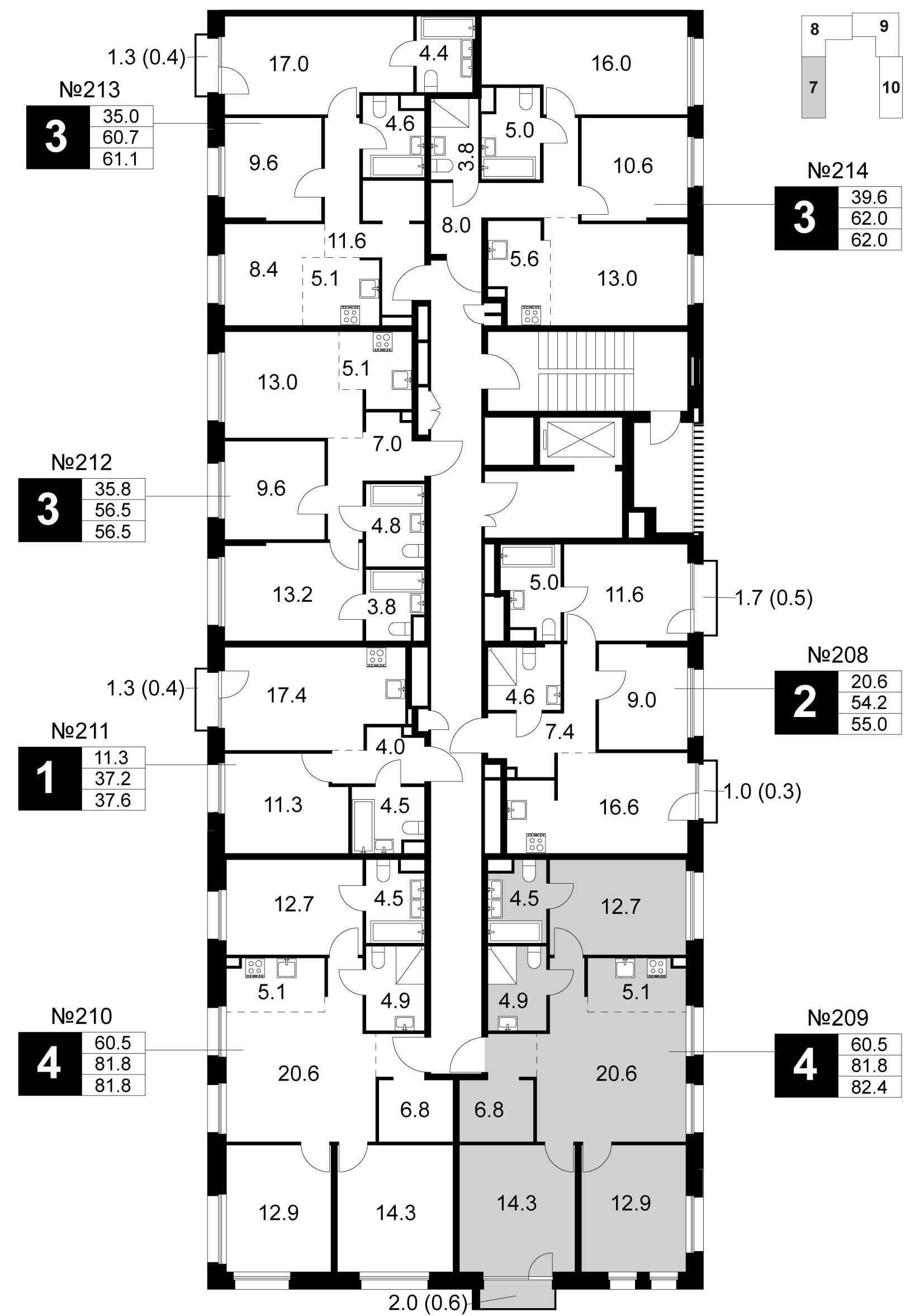 4-комнатная 82 м2 в ЖК Станиславский корпус null этаж 3