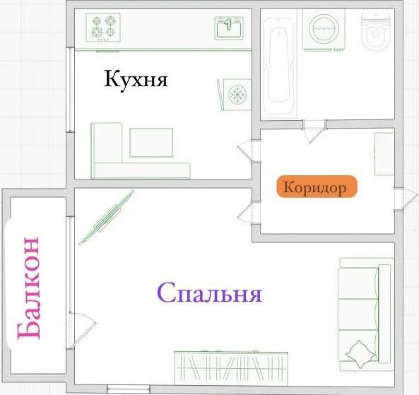 1-комнатная 32.7 м2 в ЖК undefined корпус null этаж 8
