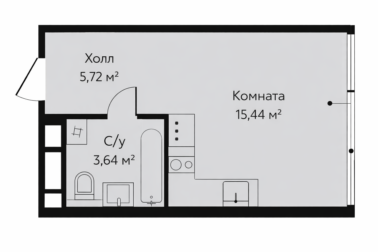 Студия 24.8 м2 в ЖК undefined корпус null этаж 3