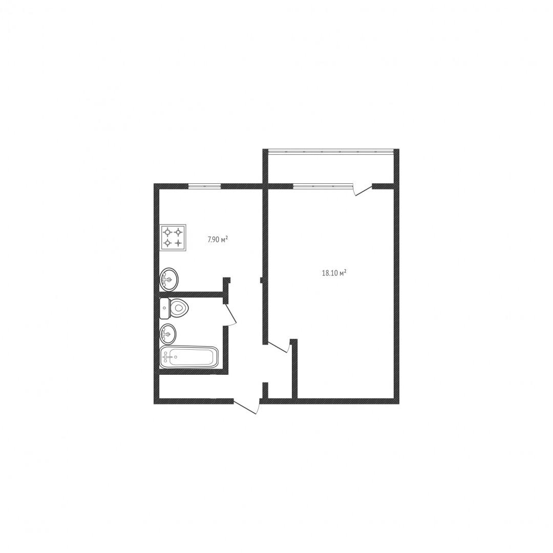 1-комнатная 35.5 м2 в ЖК undefined корпус null этаж 10