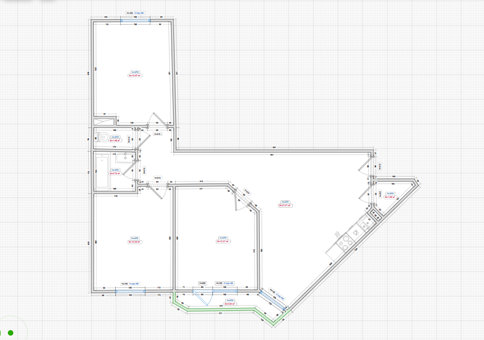 3-комнатная 80.4 м2 в ЖК undefined корпус null этаж 11