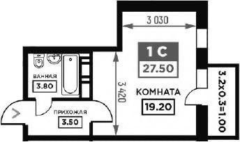 Студия 27.5 м2 в ЖК undefined корпус null этаж 18