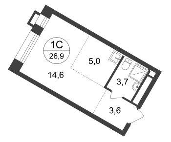 Студия 26 м2 в ЖК Первый Московский корпус null этаж 17