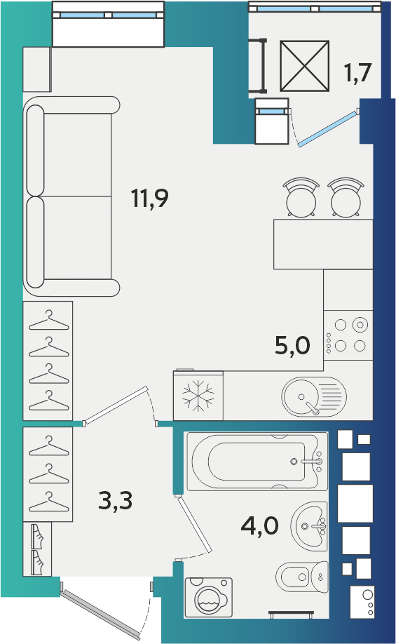 Студия 25 м2 в ЖК Васнецово корпус null этаж 15